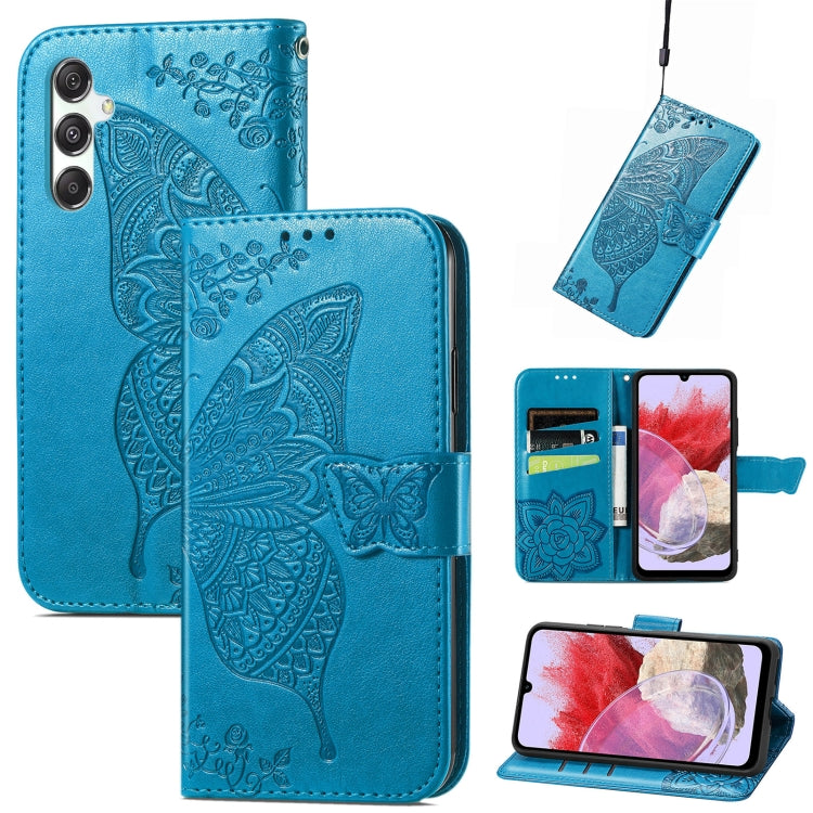 Butterfly Love Flower Embossed Leather Phone Case, For Samsung Galaxy M34 5G, For Samsung Galaxy A25 5G, For Samsung Galaxy S23 FE 5G