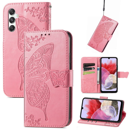 Butterfly Love Flower Embossed Leather Phone Case, For Samsung Galaxy M34 5G, For Samsung Galaxy A25 5G, For Samsung Galaxy S23 FE 5G