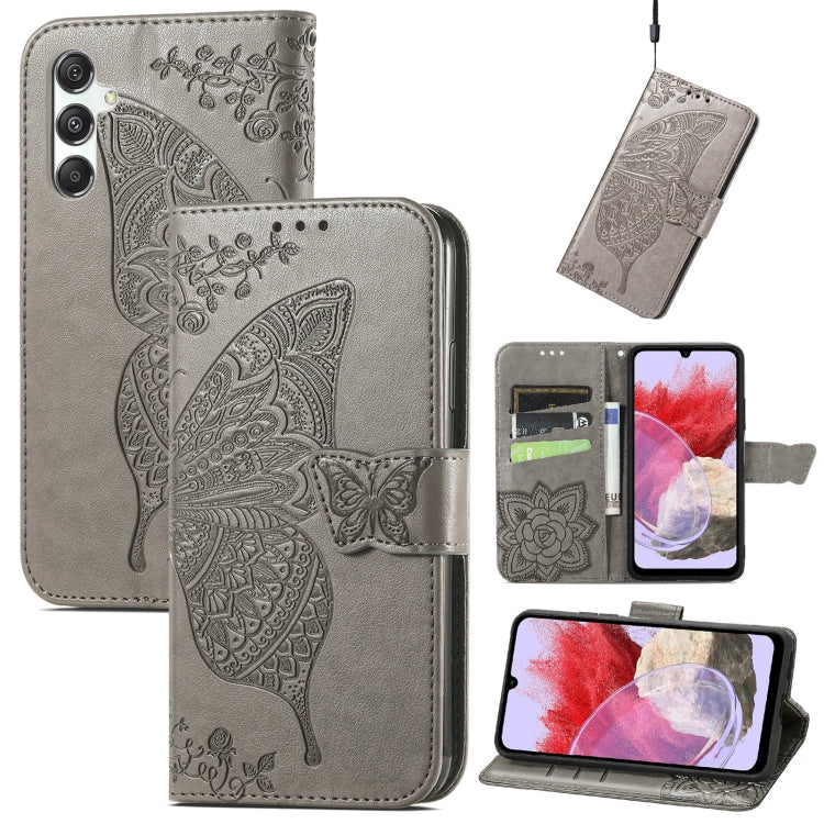 Butterfly Love Flower Embossed Leather Phone Case, For Samsung Galaxy M34 5G, For Samsung Galaxy A25 5G, For Samsung Galaxy S23 FE 5G