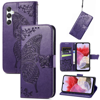 Butterfly Love Flower Embossed Leather Phone Case, For Samsung Galaxy M34 5G, For Samsung Galaxy A25 5G, For Samsung Galaxy S23 FE 5G