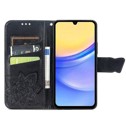 Butterfly Love Flower Embossed Leather Phone Case, For Samsung Galaxy A15, For Samsung Galaxy A05, For Samsung Galaxy A05s