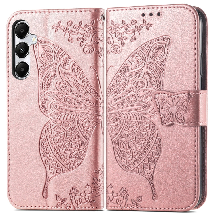 Butterfly Love Flower Embossed Leather Phone Case, For Samsung Galaxy A15, For Samsung Galaxy A05, For Samsung Galaxy A05s