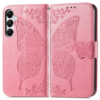 Butterfly Love Flower Embossed Leather Phone Case, For Samsung Galaxy A15, For Samsung Galaxy A05, For Samsung Galaxy A05s