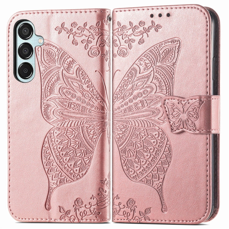 Butterfly Love Flower Embossed Leather Phone Case, For Samsung Galaxy S24 FE 5G, For Samsung Galaxy M35, For Samsung Galaxy M15