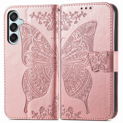 Butterfly Love Flower Embossed Leather Phone Case, For Samsung Galaxy S24 FE 5G, For Samsung Galaxy M35, For Samsung Galaxy M15