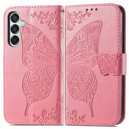 Butterfly Love Flower Embossed Leather Phone Case, For Samsung Galaxy S24 FE 5G, For Samsung Galaxy M35, For Samsung Galaxy M15