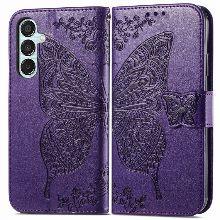 Butterfly Love Flower Embossed Leather Phone Case, For Samsung Galaxy S24 FE 5G, For Samsung Galaxy M35, For Samsung Galaxy M15
