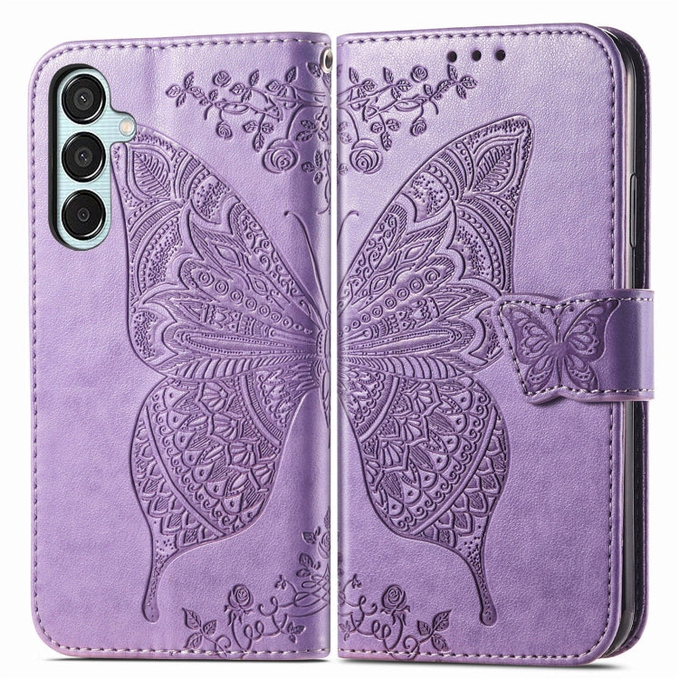 Butterfly Love Flower Embossed Leather Phone Case, For Samsung Galaxy S24 FE 5G, For Samsung Galaxy M35, For Samsung Galaxy M15