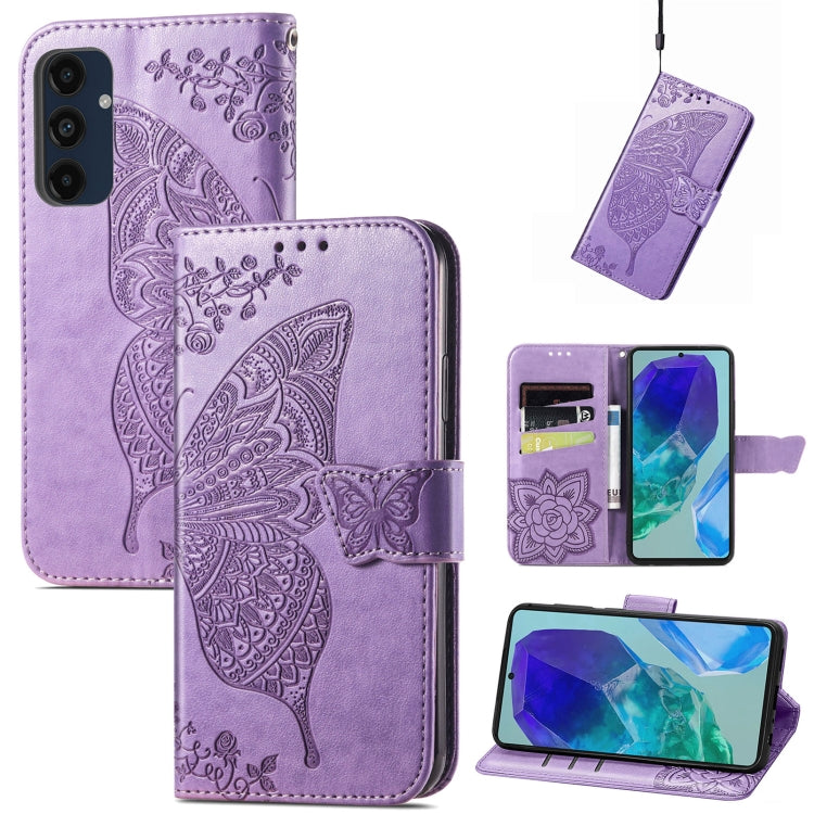 Butterfly Love Flower Embossed Leather Phone Case, For Samsung Galaxy S25 Ultra 5G, For Samsung Galaxy A16, For Samsung Galaxy A06