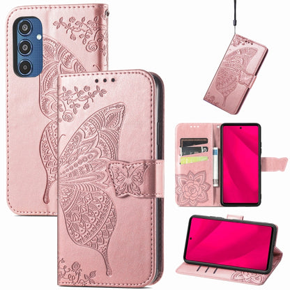 Butterfly Love Flower Embossed Leather Phone Case, For Samsung Galaxy S24 FE 5G, For Samsung Galaxy M35, For Samsung Galaxy M15