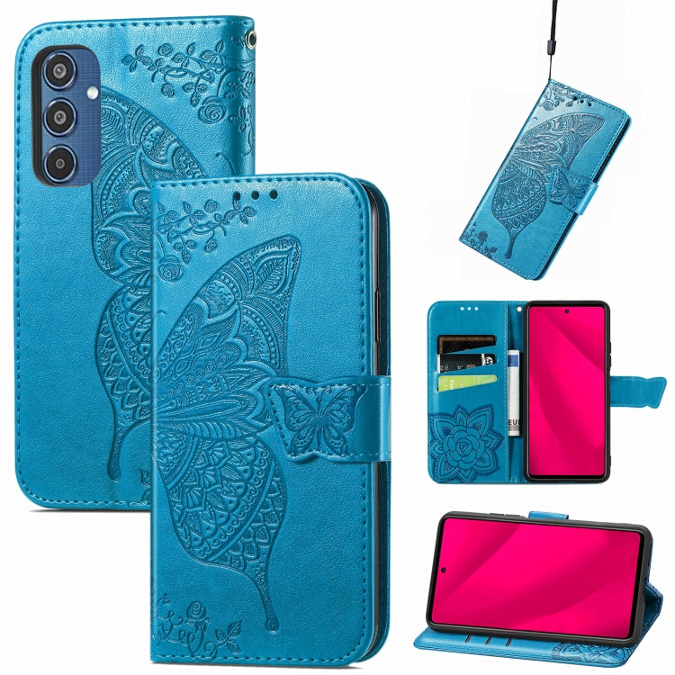 Butterfly Love Flower Embossed Leather Phone Case, For Samsung Galaxy S24 FE 5G, For Samsung Galaxy M35, For Samsung Galaxy M15
