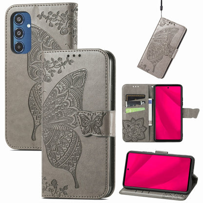 Butterfly Love Flower Embossed Leather Phone Case, For Samsung Galaxy S24 FE 5G, For Samsung Galaxy M35, For Samsung Galaxy M15