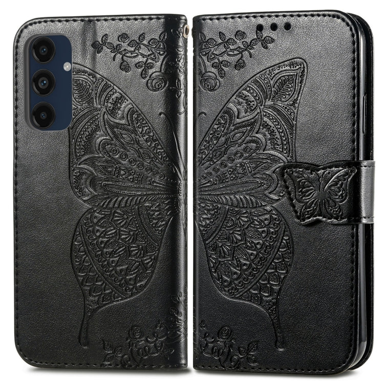 Butterfly Love Flower Embossed Leather Phone Case, For Samsung Galaxy S24 FE 5G, For Samsung Galaxy M35, For Samsung Galaxy M15