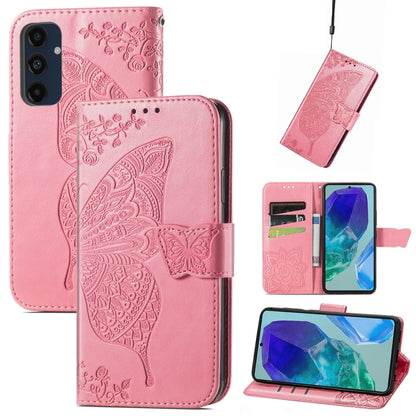 Butterfly Love Flower Embossed Leather Phone Case, For Samsung Galaxy S24 FE 5G, For Samsung Galaxy M35, For Samsung Galaxy M15