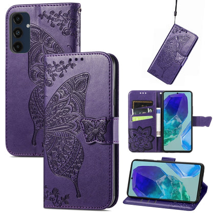 Butterfly Love Flower Embossed Leather Phone Case, For Samsung Galaxy S24 FE 5G, For Samsung Galaxy M35, For Samsung Galaxy M15
