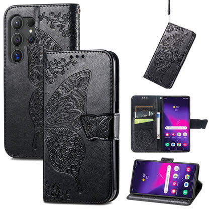 Butterfly Love Flower Embossed Leather Phone Case, For Samsung Galaxy S25 Ultra 5G, For Samsung Galaxy A16, For Samsung Galaxy A06
