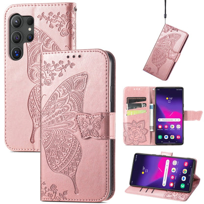 Butterfly Love Flower Embossed Leather Phone Case, For Samsung Galaxy S25 Ultra 5G, For Samsung Galaxy A16, For Samsung Galaxy A06