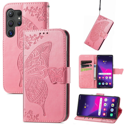 Butterfly Love Flower Embossed Leather Phone Case, For Samsung Galaxy S25 Ultra 5G, For Samsung Galaxy A16, For Samsung Galaxy A06