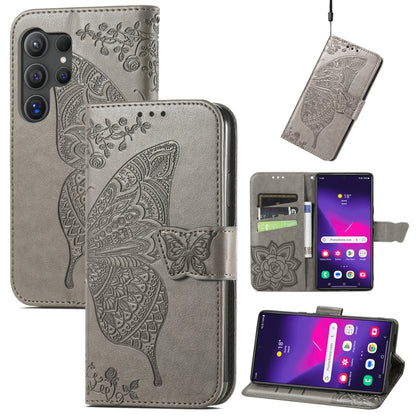 Butterfly Love Flower Embossed Leather Phone Case, For Samsung Galaxy S25 Ultra 5G, For Samsung Galaxy A16, For Samsung Galaxy A06