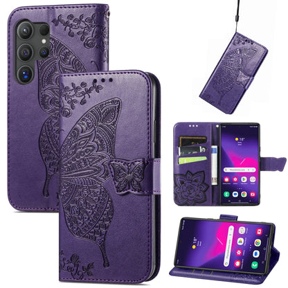 Butterfly Love Flower Embossed Leather Phone Case, For Samsung Galaxy S25 Ultra 5G, For Samsung Galaxy A16, For Samsung Galaxy A06