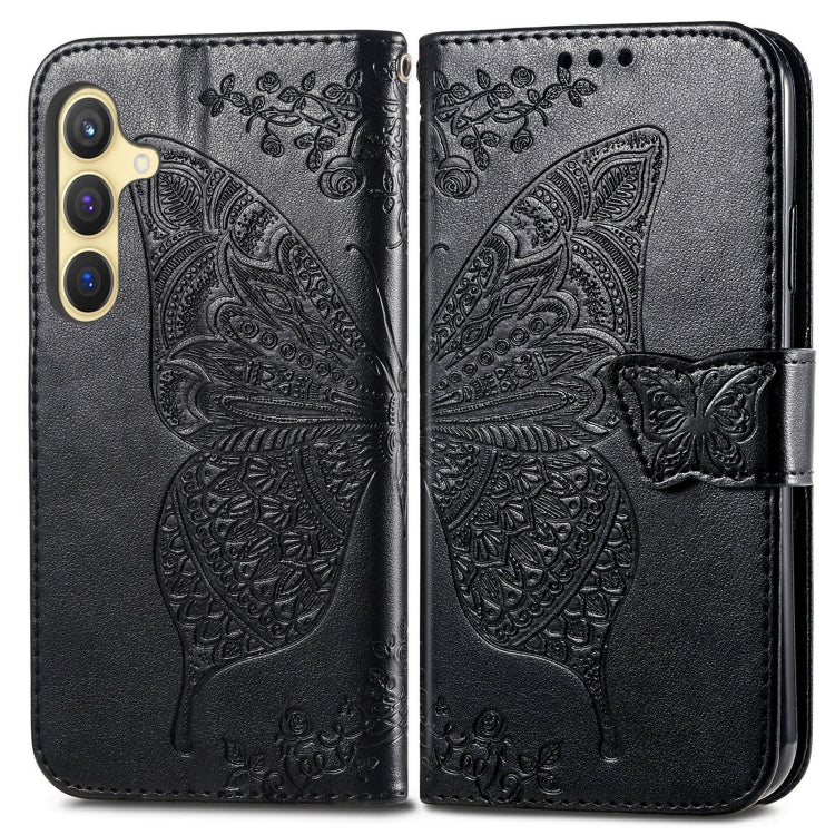 Butterfly Love Flower Embossed Leather Phone Case, For Samsung Galaxy A36, For Samsung Galaxy S25 5G, For Samsung Galaxy S25+ 5G