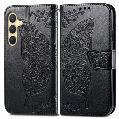 Butterfly Love Flower Embossed Leather Phone Case, For Samsung Galaxy A36, For Samsung Galaxy S25 5G, For Samsung Galaxy S25+ 5G