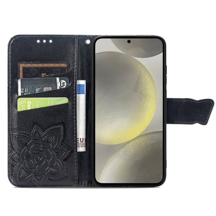 Butterfly Love Flower Embossed Leather Phone Case, For Samsung Galaxy A36, For Samsung Galaxy S25 5G, For Samsung Galaxy S25+ 5G