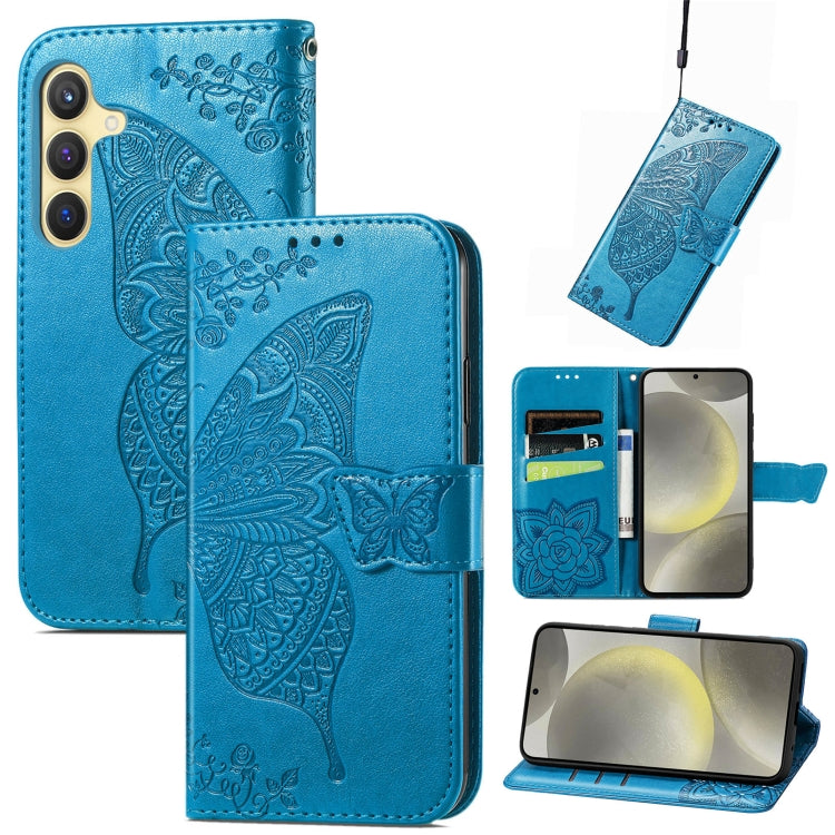 Butterfly Love Flower Embossed Leather Phone Case, For Samsung Galaxy A36, For Samsung Galaxy S25 5G, For Samsung Galaxy S25+ 5G