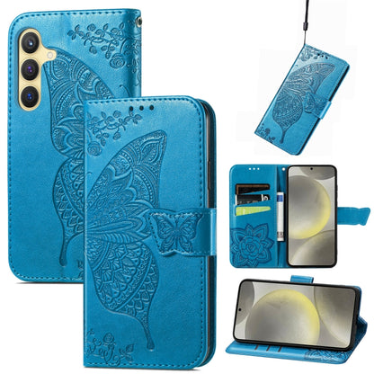 Butterfly Love Flower Embossed Leather Phone Case, For Samsung Galaxy A36, For Samsung Galaxy S25 5G, For Samsung Galaxy S25+ 5G