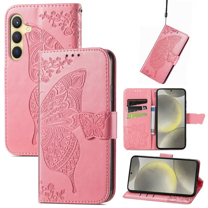 Butterfly Love Flower Embossed Leather Phone Case, For Samsung Galaxy A36, For Samsung Galaxy S25 5G, For Samsung Galaxy S25+ 5G