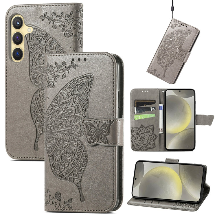 Butterfly Love Flower Embossed Leather Phone Case, For Samsung Galaxy A36, For Samsung Galaxy S25 5G, For Samsung Galaxy S25+ 5G