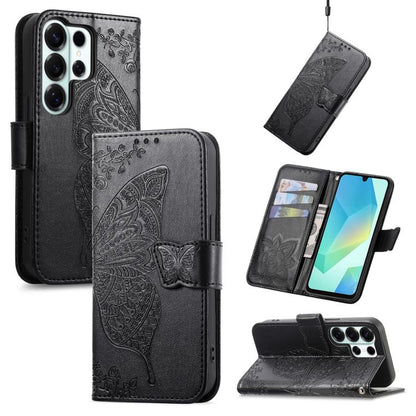Butterfly Love Flower Embossed Leather Phone Case, For Samsung Galaxy S26+ 5G, For Samsung Galaxy S26 Ultra 5G, For Samsung Galaxy S26 5G
