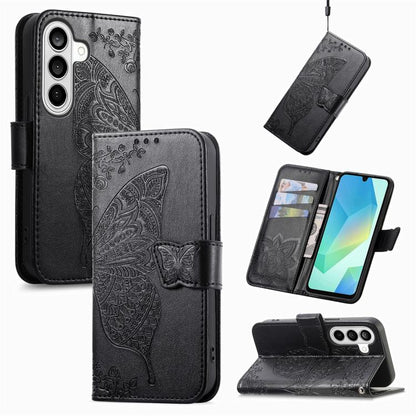 Butterfly Love Flower Embossed Leather Phone Case, For Samsung Galaxy S26+ 5G, For Samsung Galaxy S26 Ultra 5G, For Samsung Galaxy S26 5G