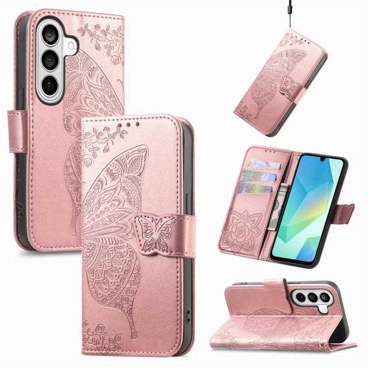 Butterfly Love Flower Embossed Leather Phone Case, For Samsung Galaxy S26+ 5G, For Samsung Galaxy S26 Ultra 5G, For Samsung Galaxy S26 5G