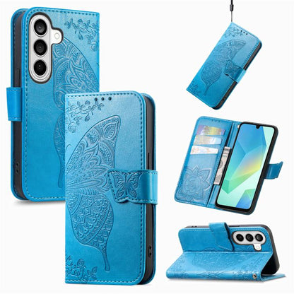 Butterfly Love Flower Embossed Leather Phone Case, For Samsung Galaxy S26+ 5G, For Samsung Galaxy S26 Ultra 5G, For Samsung Galaxy S26 5G