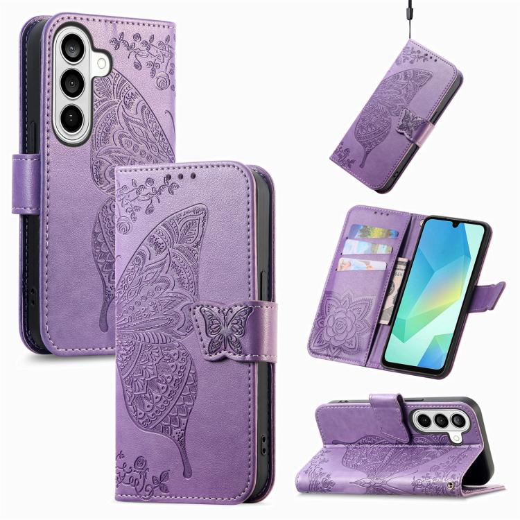 Butterfly Love Flower Embossed Leather Phone Case, For Samsung Galaxy S26+ 5G, For Samsung Galaxy S26 Ultra 5G, For Samsung Galaxy S26 5G