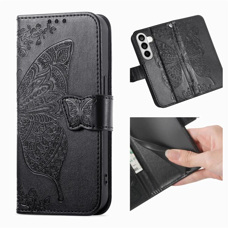 Butterfly Love Flower Embossed Leather Phone Case, For Samsung Galaxy S26+ 5G, For Samsung Galaxy S26 Ultra 5G, For Samsung Galaxy S26 5G
