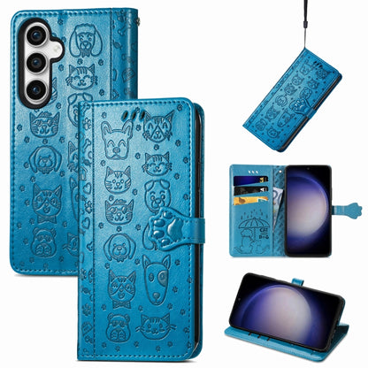 Cat and Dog Embossed Leather Phone Case, For Samsung Galaxy A25 5G, For Samsung Galaxy S23 FE 5G
