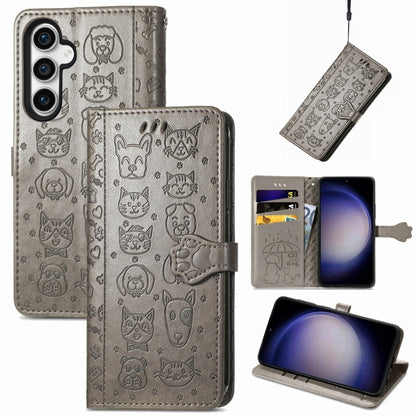 Cat and Dog Embossed Leather Phone Case, For Samsung Galaxy A25 5G, For Samsung Galaxy S23 FE 5G