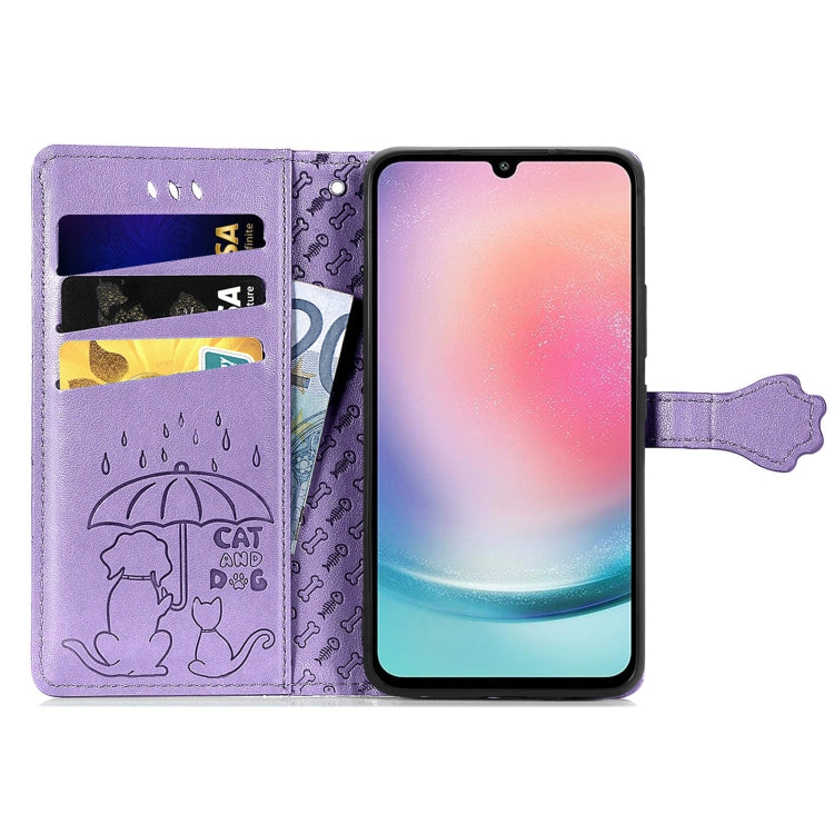 Cat and Dog Embossed Leather Phone Case, For Samsung Galaxy A25 5G, For Samsung Galaxy S23 FE 5G