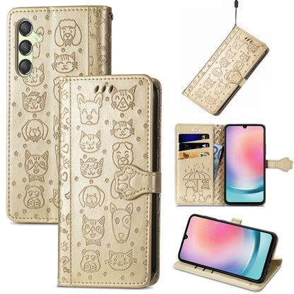 Cat and Dog Embossed Leather Phone Case, For Samsung Galaxy A25 5G, For Samsung Galaxy S23 FE 5G