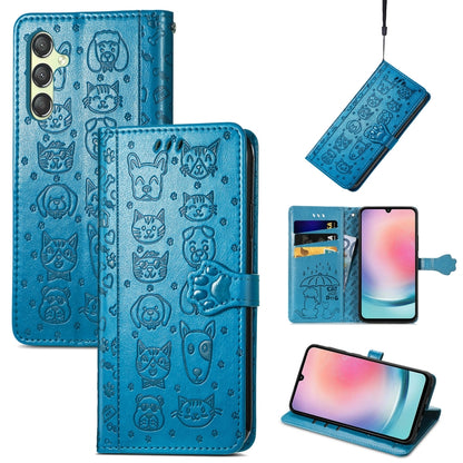 Cat and Dog Embossed Leather Phone Case, For Samsung Galaxy A25 5G, For Samsung Galaxy S23 FE 5G