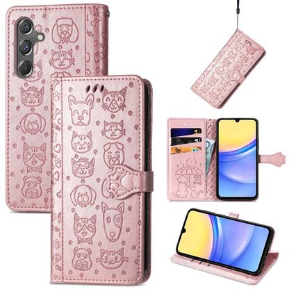 Cat and Dog Embossed Leather Phone Case, For Samsung Galaxy A15, For Samsung Galaxy A05s, For Samsung Galaxy M34 5G