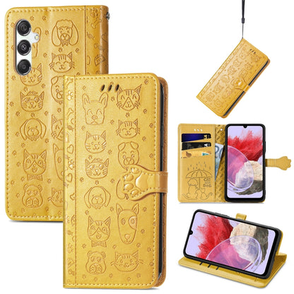 Cat and Dog Embossed Leather Phone Case, For Samsung Galaxy A15, For Samsung Galaxy A05s, For Samsung Galaxy M34 5G