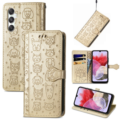 Cat and Dog Embossed Leather Phone Case, For Samsung Galaxy A15, For Samsung Galaxy A05s, For Samsung Galaxy M34 5G