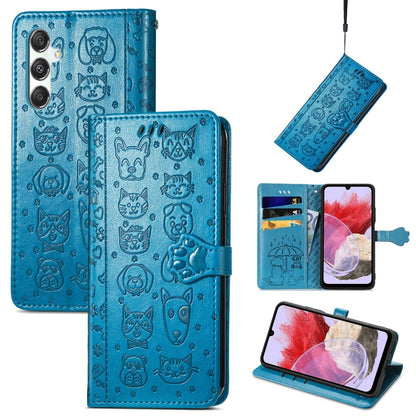Cat and Dog Embossed Leather Phone Case, For Samsung Galaxy A15, For Samsung Galaxy A05s, For Samsung Galaxy M34 5G