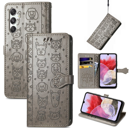Cat and Dog Embossed Leather Phone Case, For Samsung Galaxy A15, For Samsung Galaxy A05s, For Samsung Galaxy M34 5G
