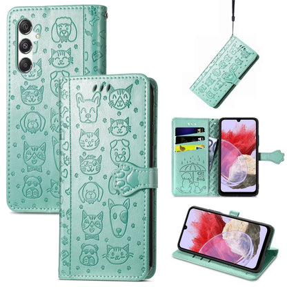Cat and Dog Embossed Leather Phone Case, For Samsung Galaxy A15, For Samsung Galaxy A05s, For Samsung Galaxy M34 5G