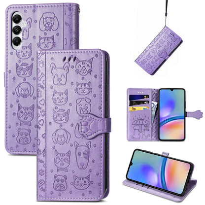 Cat and Dog Embossed Leather Phone Case, For Samsung Galaxy A15, For Samsung Galaxy A05s, For Samsung Galaxy M34 5G