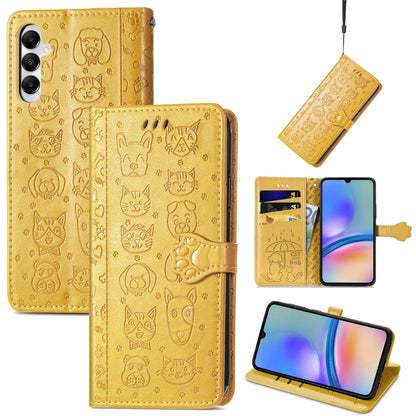 Cat and Dog Embossed Leather Phone Case, For Samsung Galaxy A15, For Samsung Galaxy A05s, For Samsung Galaxy M34 5G
